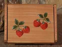 Boite à sucre en bois, décoration fraise