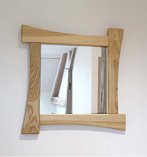 Miroir carré design en frene  - vue 1
