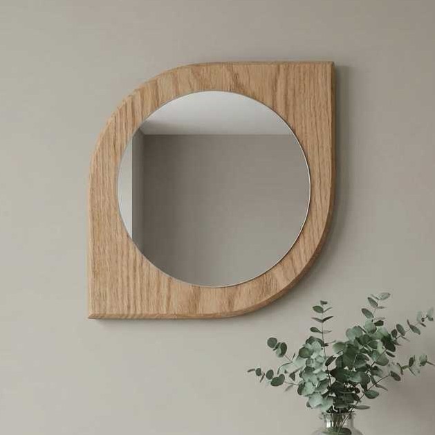 Miroir Mural Organique en Bois Massif (Modulable 4 positions)