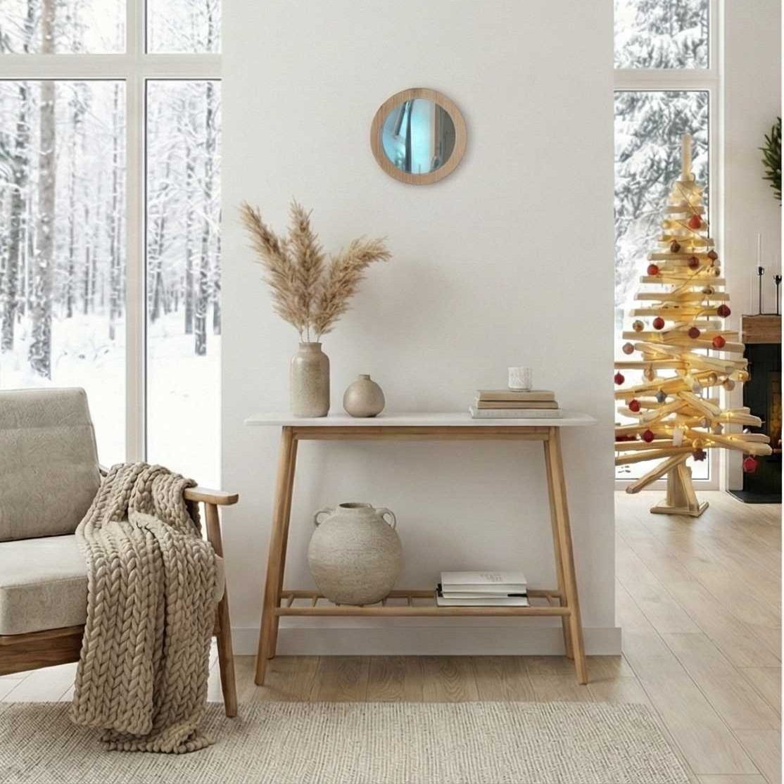 Miroir Mural Rond en Bois Massif (20 cm) - vue 4