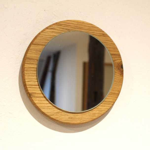 Miroir Mural Rond en Bois Massif (20 cm)